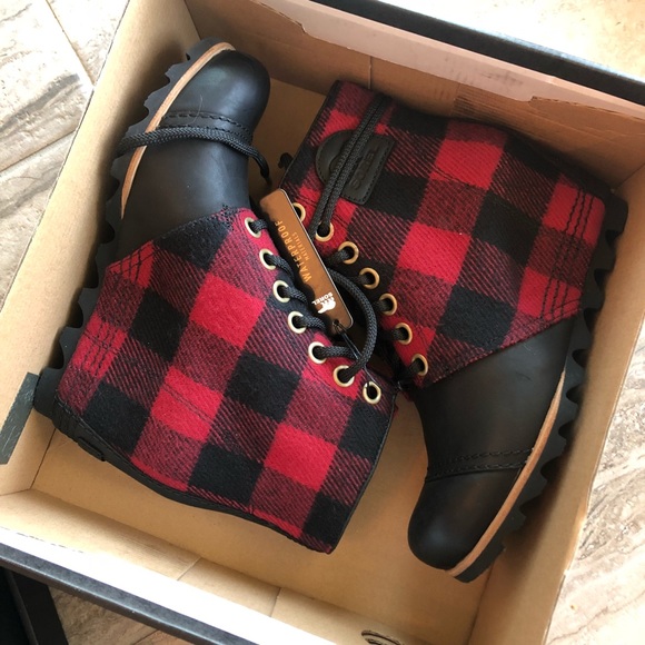 New Sorel PDX Wedge Buffalo Check Booties - Picture 4 of 5